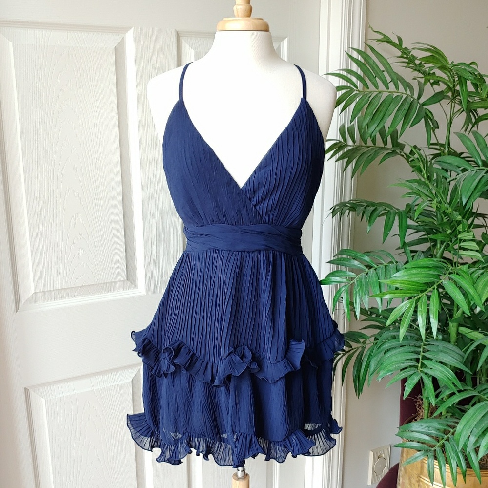 SOLD! Saints + Secrets Ruffle Backless Dress - Picture 1 of 8